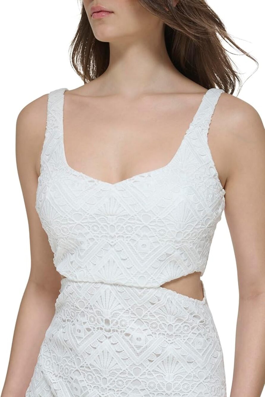 GUESS Women's Sleeveless Lace Cut Out Sheath Dress